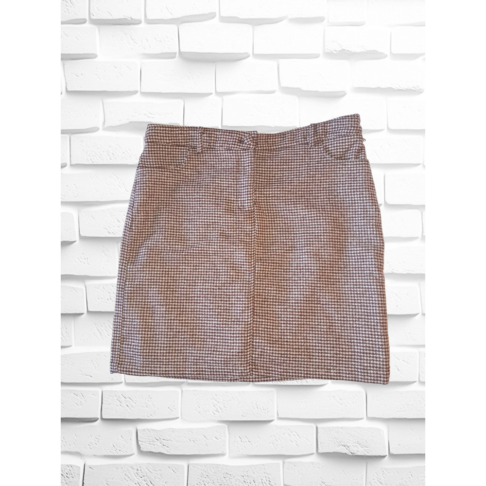 NWT! Cupcakes and Cashmere Maroon Houndstooth Wool Blend Mini Skirt  **SIZE 6**